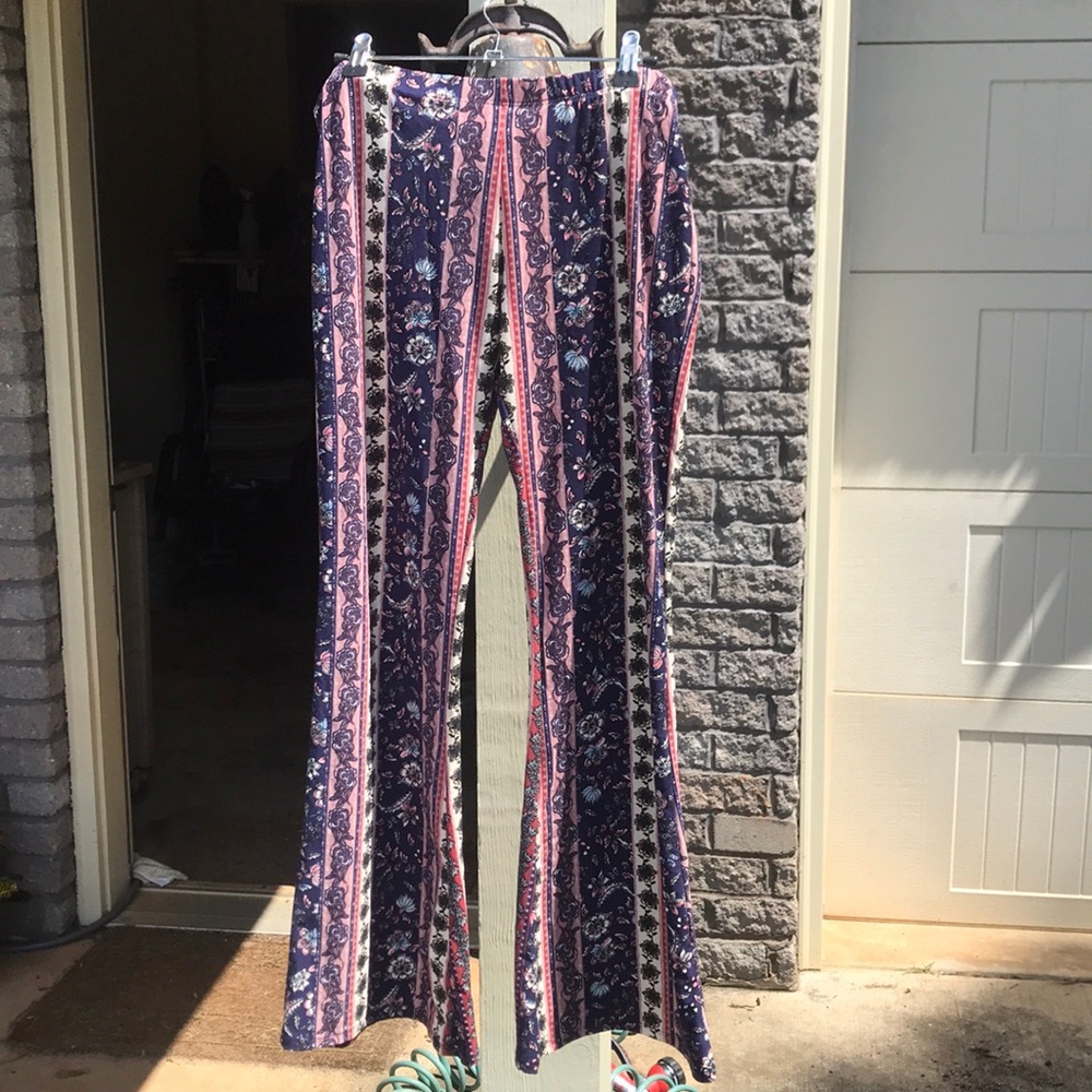 Flare Stretch Purple Floral Soft Pants